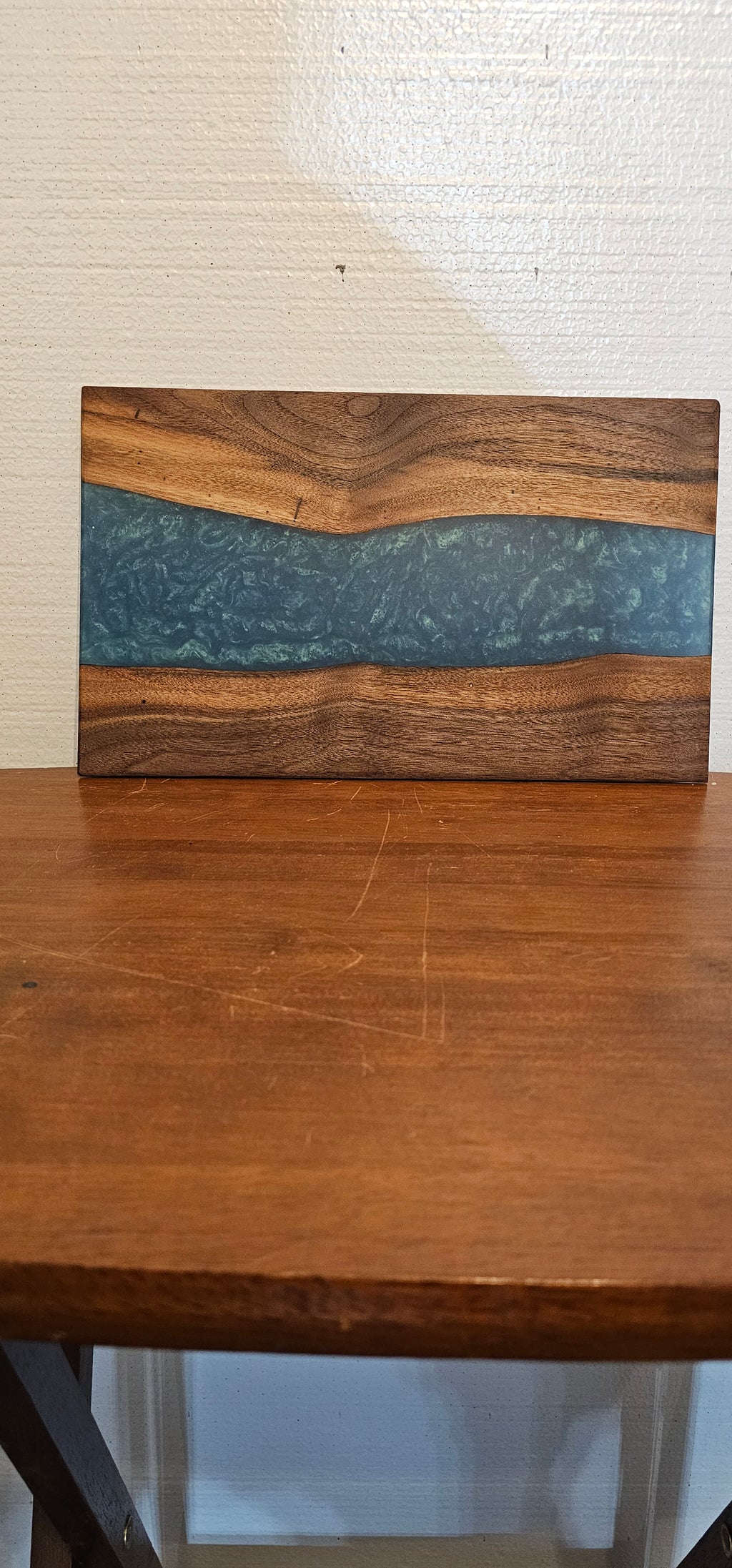 Handcrafted Black Walnut & Green Epoxy Charcuterie Board