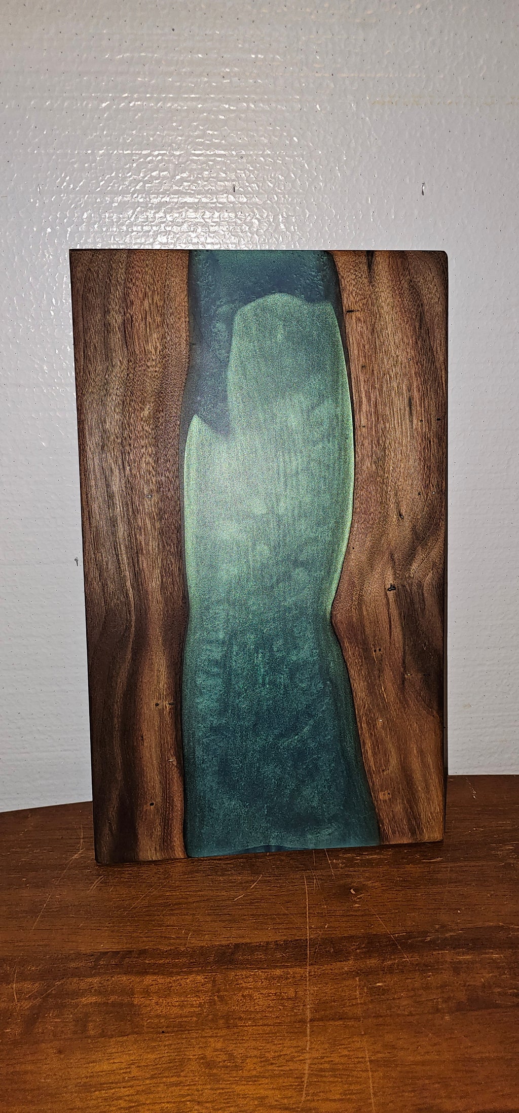 Handcrafted Black Walnut & Green Epoxy Charcuterie Board