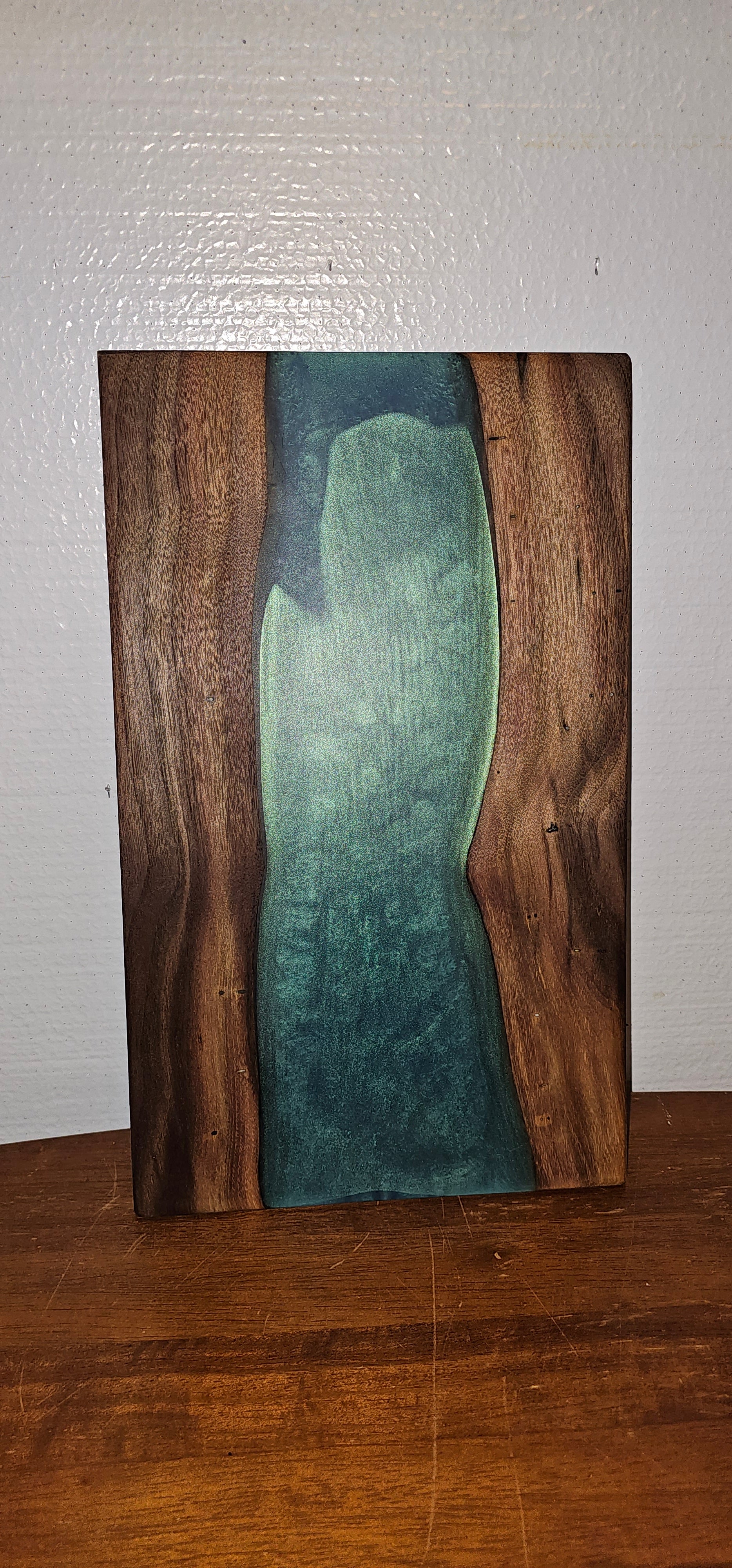 Handcrafted Black Walnut & Green Epoxy Charcuterie Board