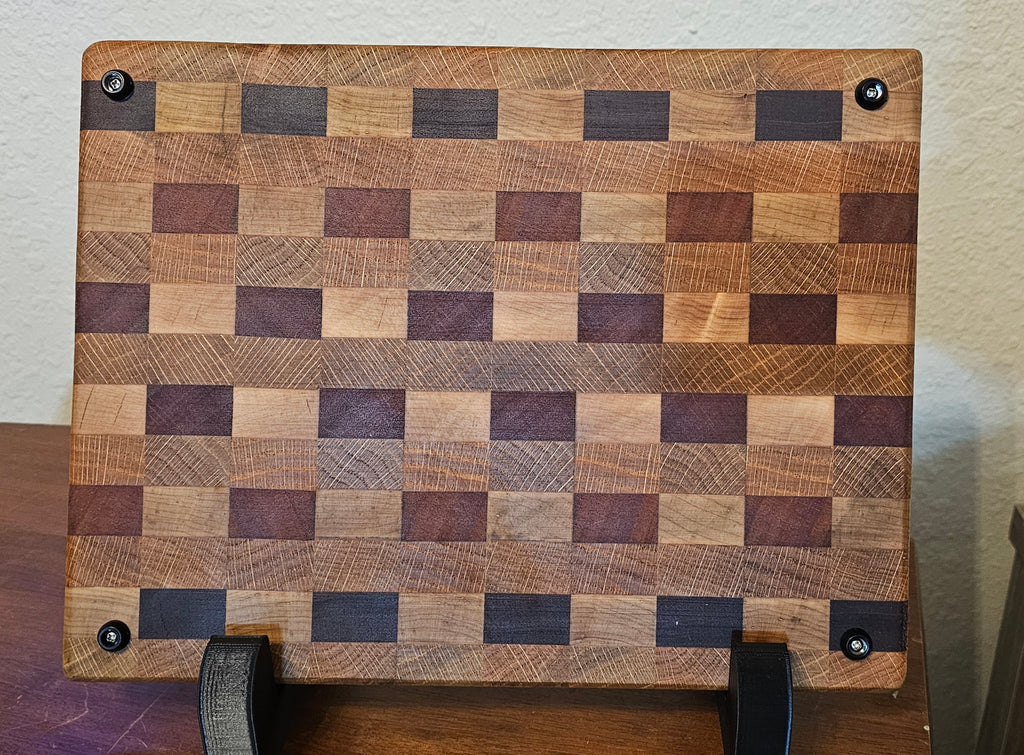 Multi-Hardwood End-Grain Cutting Board — 12.75" × 10" × 0.75"